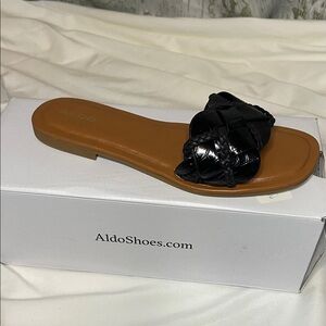 Aldo Black and Tan Women's Slide Sandals